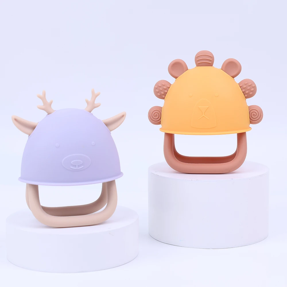Oem Animal Silicone Soothing Teether Baby Toy Soft BPA Free Sensory Pacifiers Baby Hand Teether Glove Teething Toys For Babies