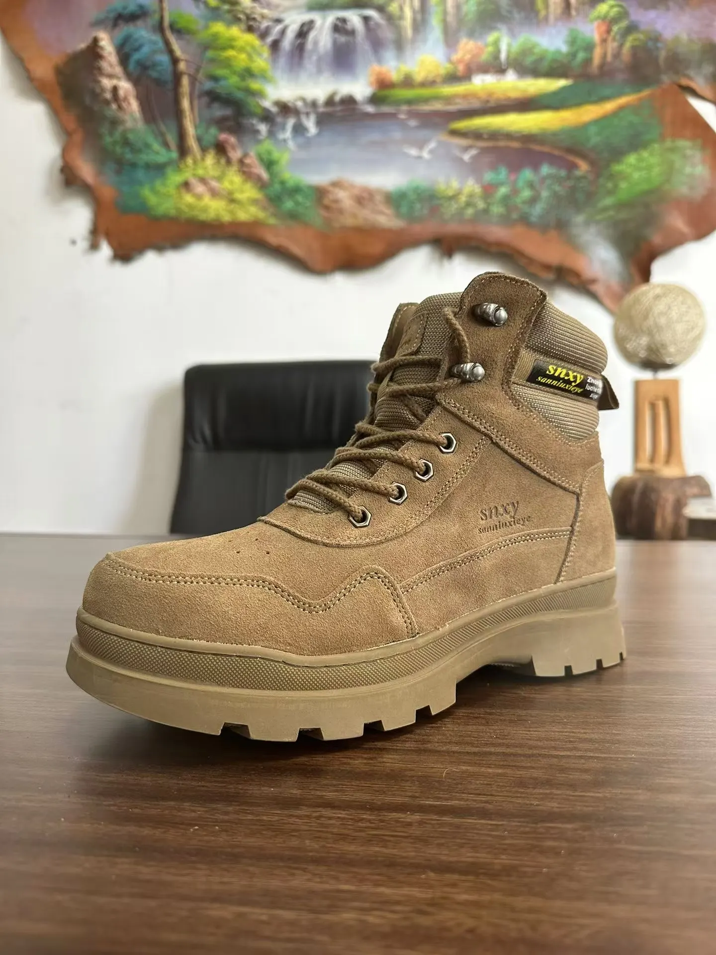 Genuine Leather Fashion Men Boots Wool Lining Rubber Outsole Snow Boots Mid-top Designer Snow Boots