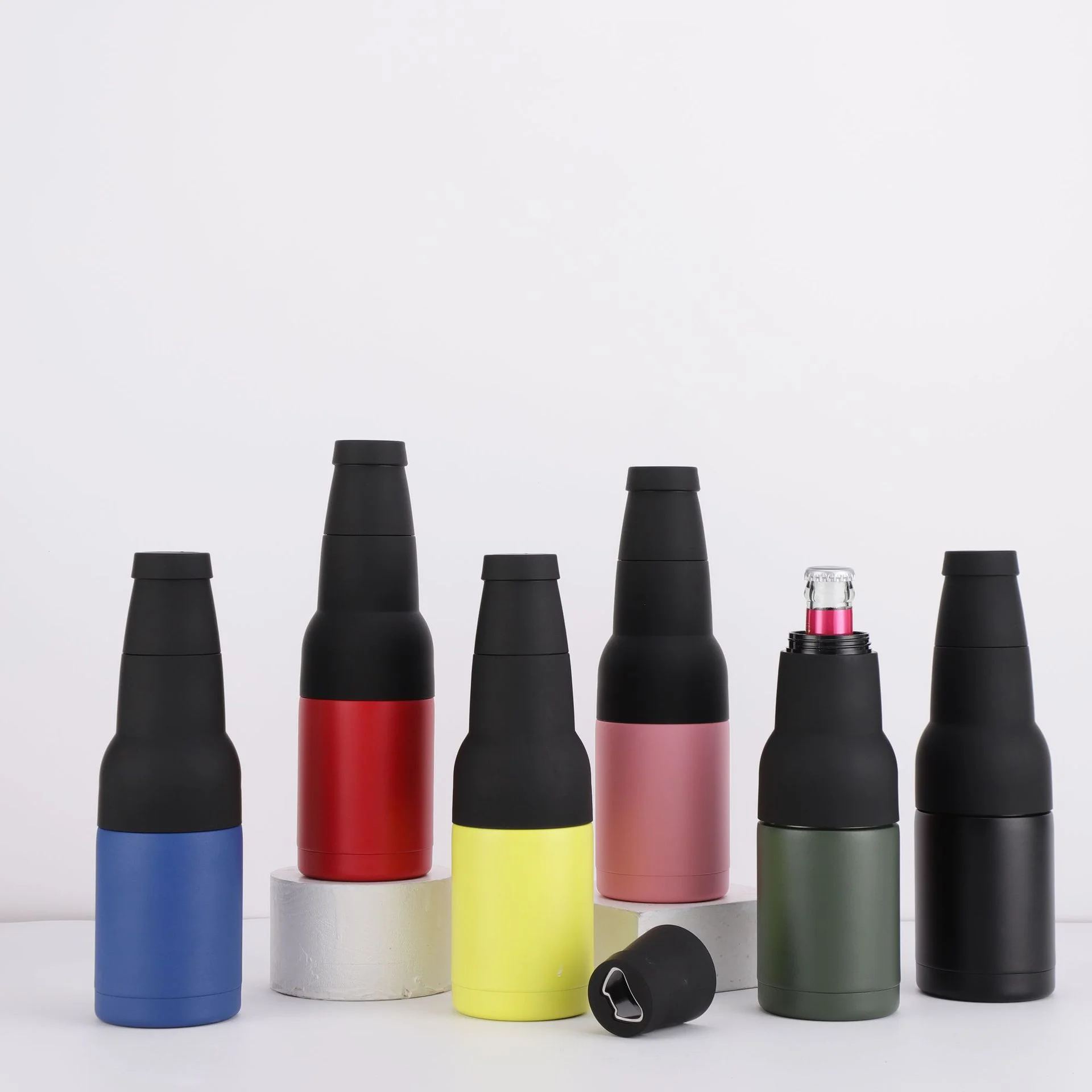 4 in 1 Bottle Cooler 12oz Vacuum Insulated Double Walled Stainless Steel Beer Can and Bottle Cooler with Beer Opener