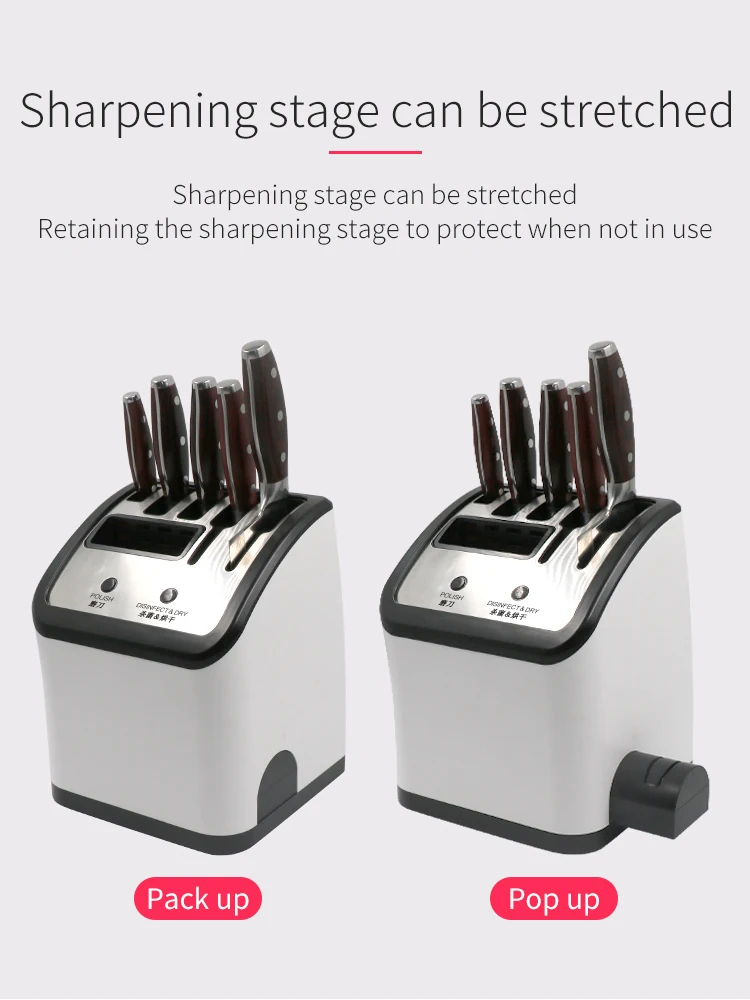 
kitchen gadgets plastic single dry electric uv smart magnetic knife holder with sharpener 
