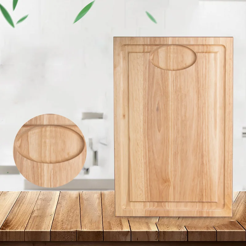 Custom Rubber Wood Chopping Block with Juice Groove Serving Boards Kitchen Slicing Food Vegetable Meat Wooded Cutting Board