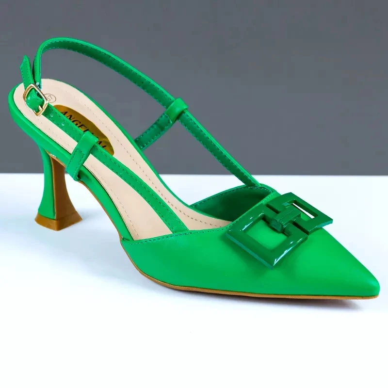 High Heels Sandals Women 7.5Cm Hollow Design Stiletto Nude Shoes Ladies Shoes Solid Close Pointy Toe Sexy Thin Heels Dress Shoes
