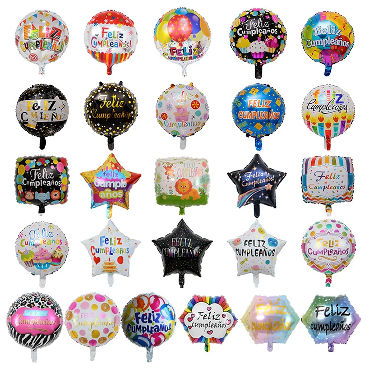 DJTSN 18 Inches Happy Birthday Party Decoration Foil Balloons Heart Shaped With Spanish Alphabet Helium Ballons Wholesales