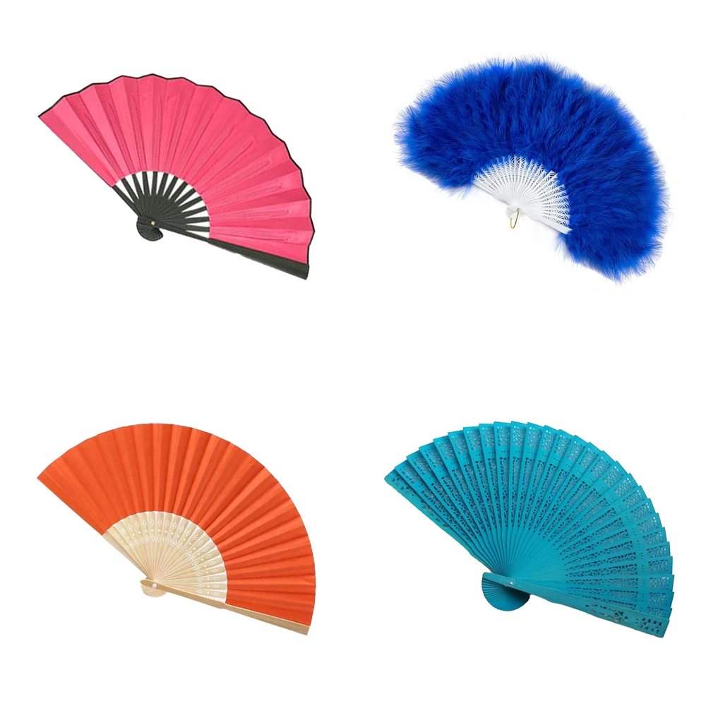 Custom Printed Large Hand Held Foldable,Clack Bamboo Fan for Women Rave Festivals Parties Accessories/