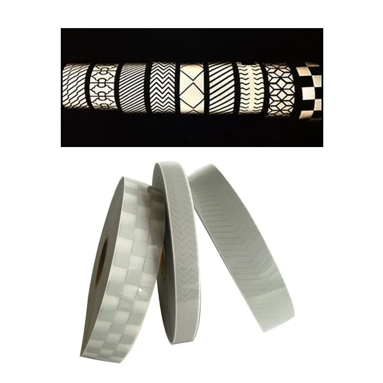 Hi Vis Laser Cut Segmented clear Elastic Heat Press Transfer Iron on Textile Reflective Strips Tape for Security Safety Shirts