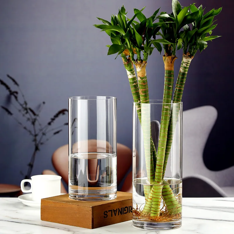 Nordic Wedding Table Decor Clear Tall Flower Bud Vase Cylinder Glass & Crystal Vases
