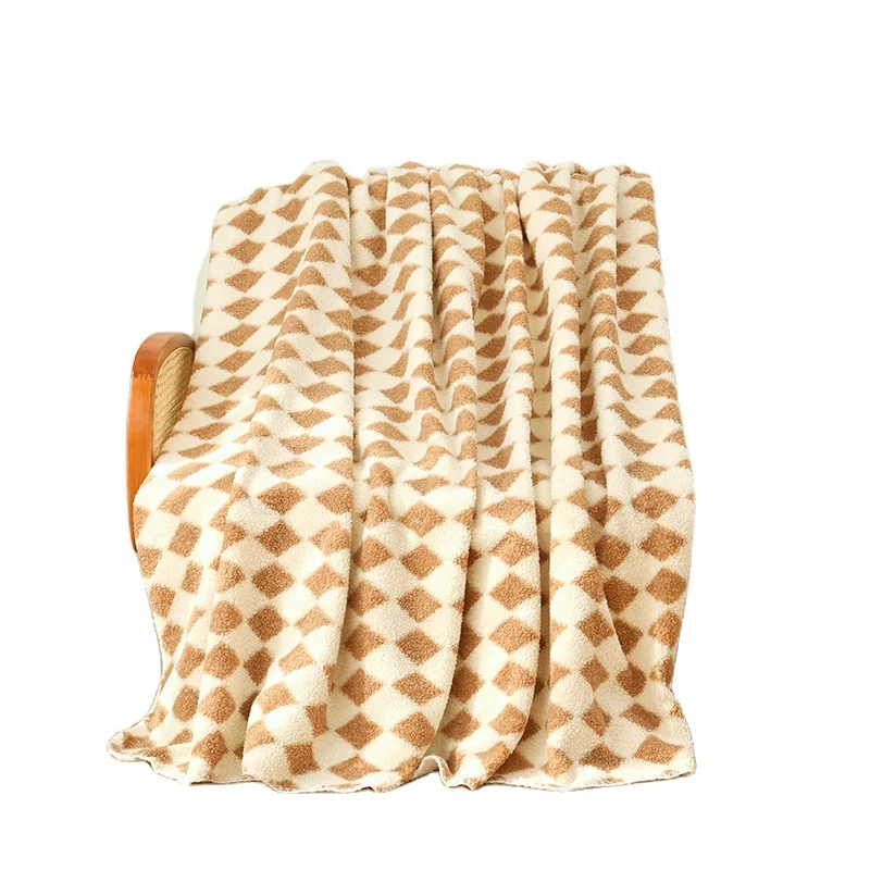 Custom chessboard blanket for bed printing wholesale sustainable plaid blanket