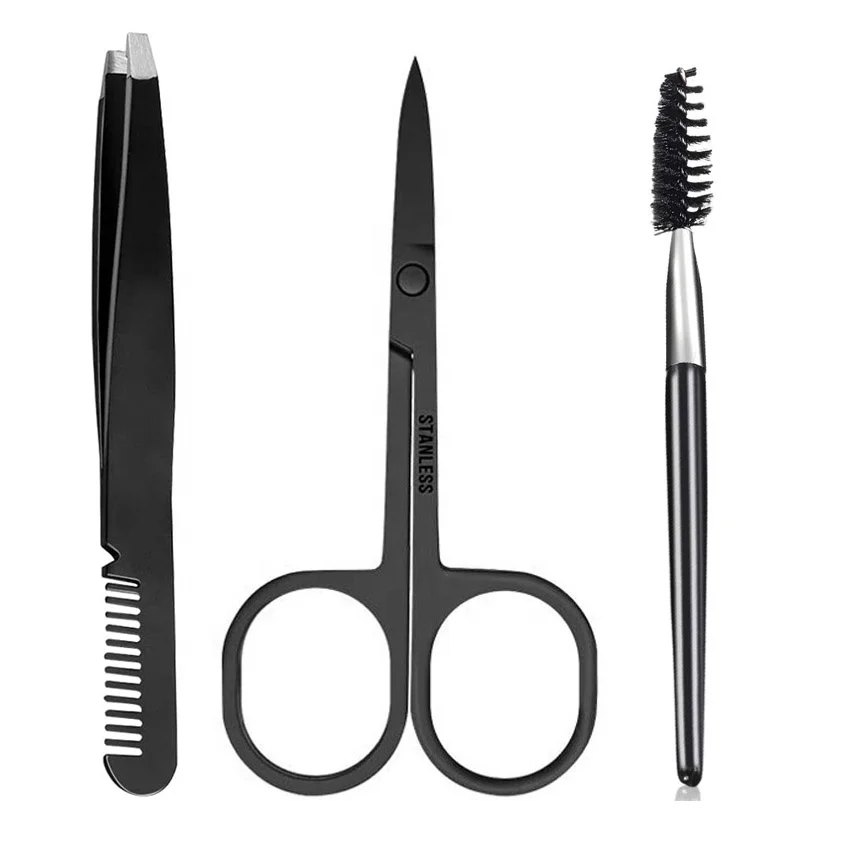 Ready to ship  Eyebrow Grooming Kit with Eye Trimmer Brush and tweezers with Comb for Women Eyebrow Tweezers lash scissors