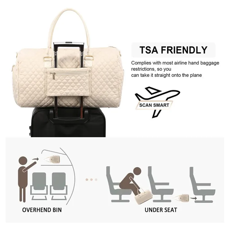 Women Luxury Travel Tote Bag Set Quilted Duffle Weekend Bags Waterproof Custom Canvas Luggage Travel Bag