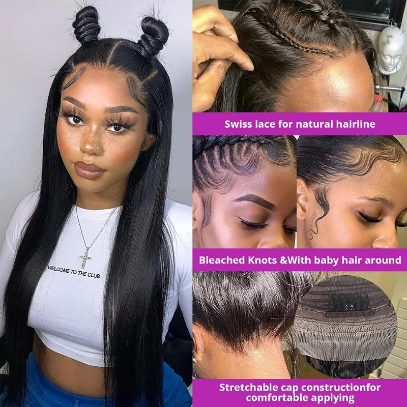 Wholesale Cheap Vendor 30 Inch 13x6 Bone Straight Swiss Lace Frontal Wig Virgin Peruvian Human Hair HD Lace Front Closure Wigs