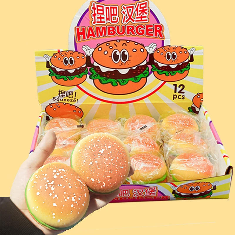 Hot Sale 3D Hamburger Slow Rising Soft Squishy Viscosity Squeeze Toys For Kids Adult