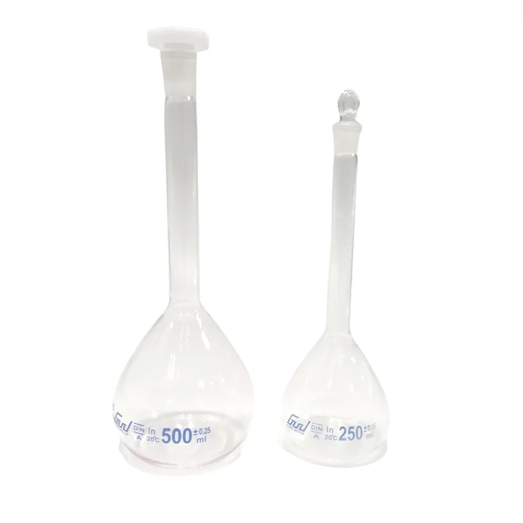 Лабораторная химическая стеклянная мерная колба 200 мл, прозрачная мерная колба