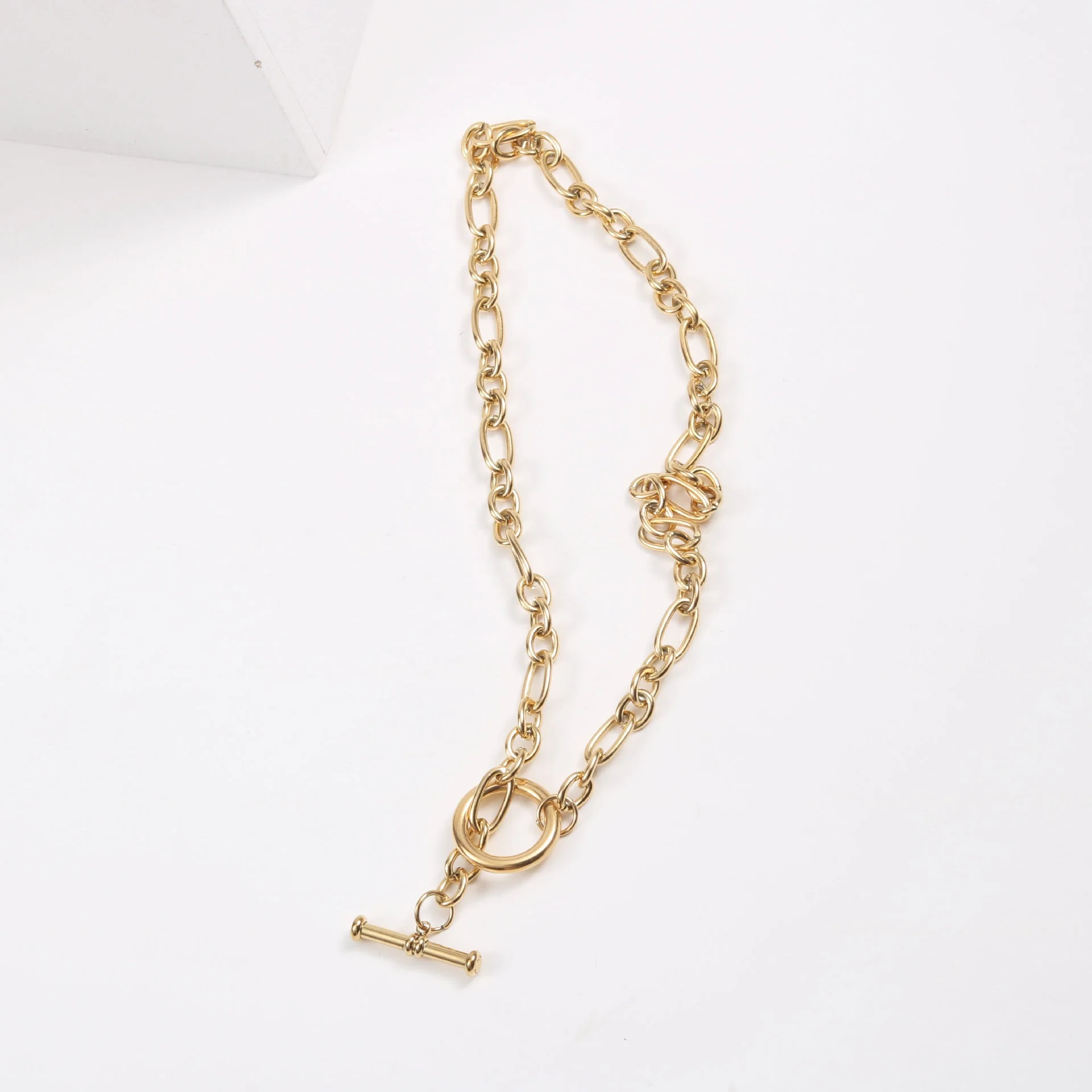 18k Gold Plated Chunky Link Chain Toggle Necklace Stainless Steel Necklace Jewelry Wholesale