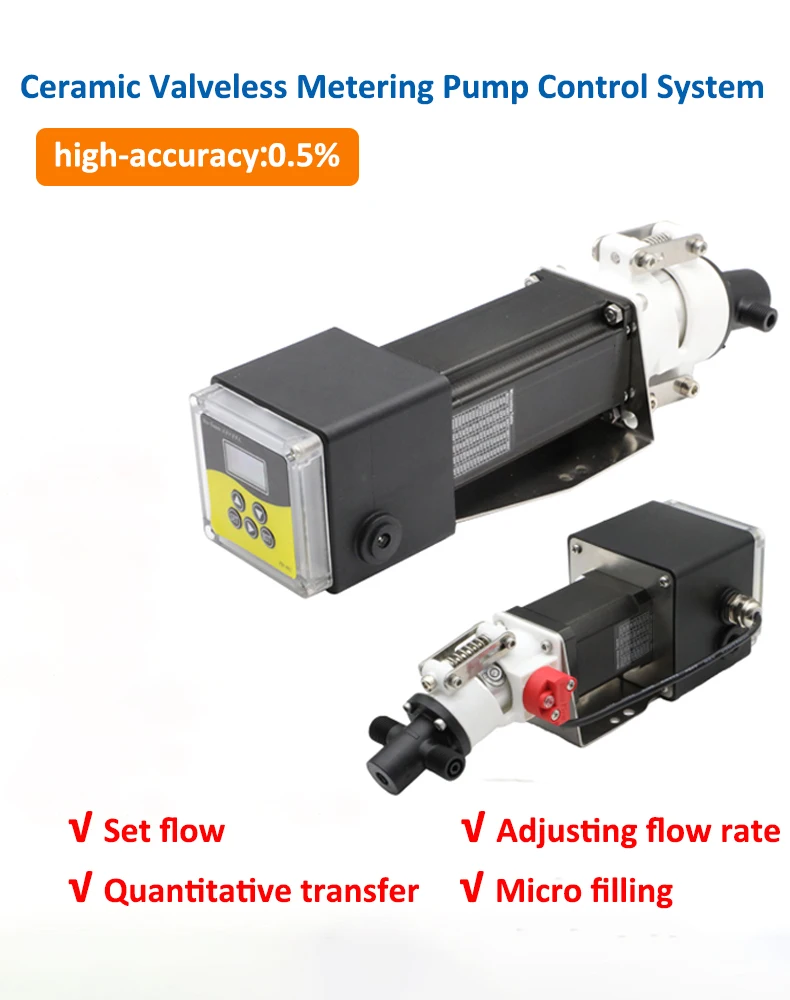 1ml/min Micro flow metering pump liquid chemical dosing pump quantitative filling ceramic valveless plunger pump