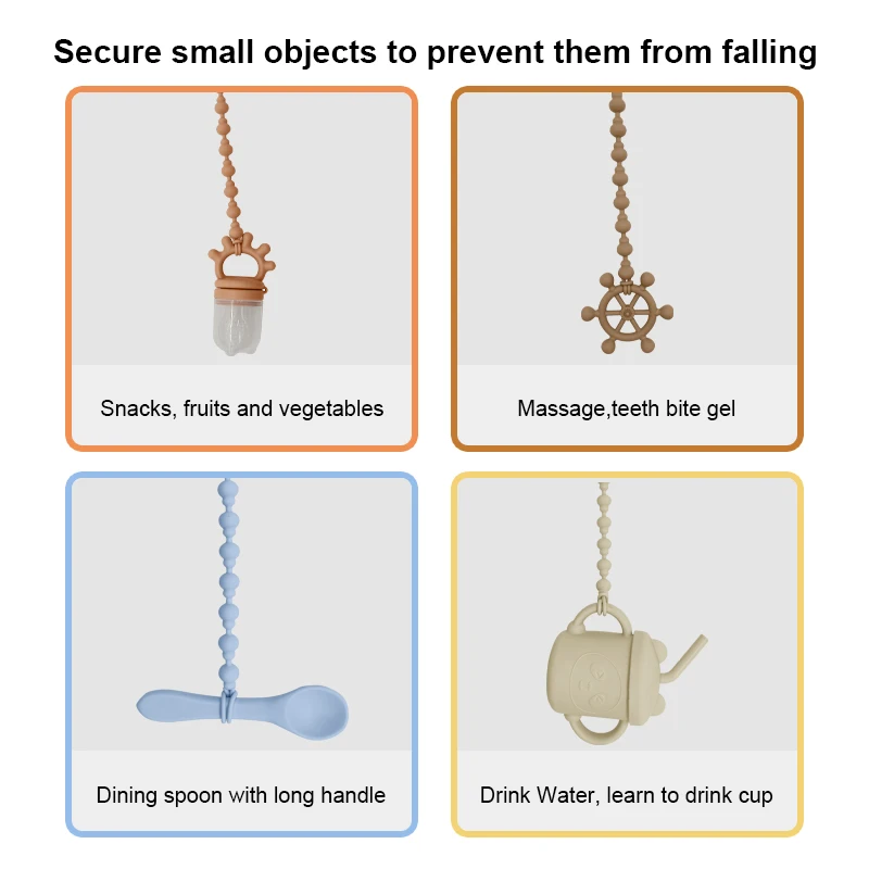 Wholesales Woven Food Grade Baby Silicone Chain With Stuffed Animal For Pacifier Chain Clip