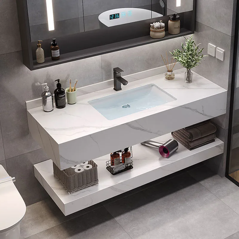 Mural Solid Surface Sink Single Basin Large Vanity Wall Mounted  Marble Wash Basins Bathroom Sink