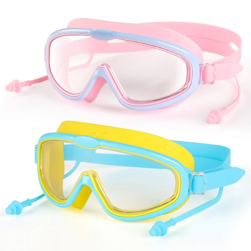 Kids Wide Vision  Swim Goggles Rainbow Coating Swimming Glass for Sports Anti-fog  No Leak Silicone Swim Goggle