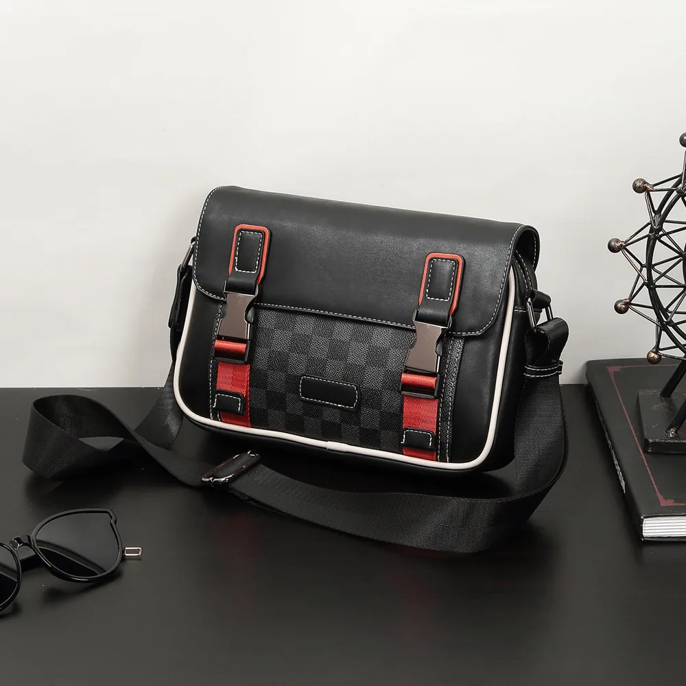 Stylish men leather shoulder messenger bag 2024 luxury brand designer bag for man