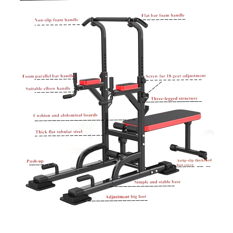 Wholesale multi-functional pull up station home gym equipment power tower dip station with bench