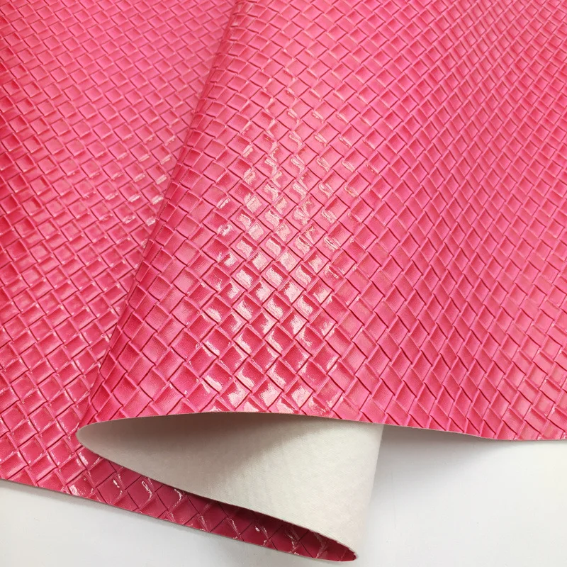 New PVC Weave pattern Emboss Vintage Two-tone color Knitting Artificial Faux Leather Fabric for Shoe, Jewel Pack, bag, Luggage,