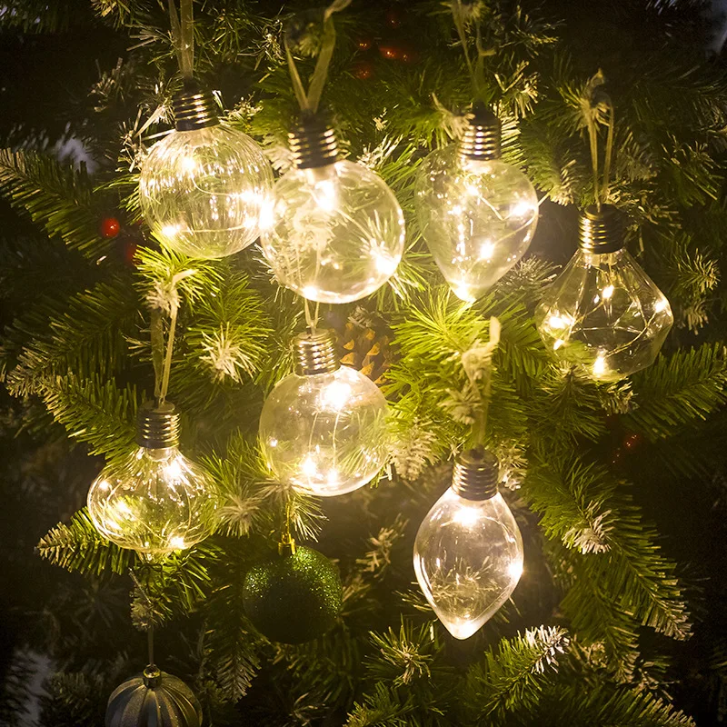Рождественские украшения, украшения для вечеринки, светодиодные светильники, прозрачные Рождественские шары, рождественские украшения