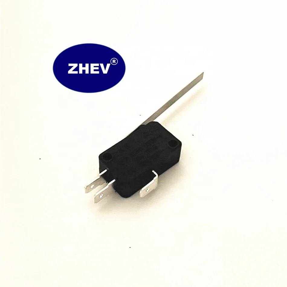 Black V-153-1C25 Micro Switch With 50mm Long Lever 3 Pin Normal Closed Open