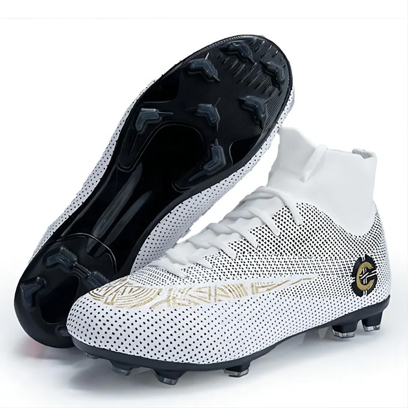 China Factory Cheap Most Popular Design Breather Cleats Professional High Ankle Knitting Football Shoes Soccer Boots