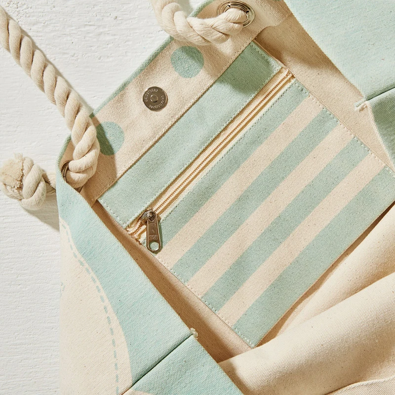 Wholesale Large Rope Strap Tote Bags Sublimation Starfish Print Handbags Cotton Tote Bags