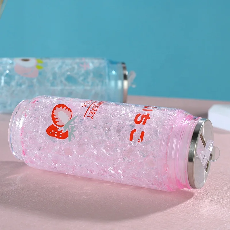 Hot Sale Reusable 15oz Plastic Double Wall Clear Acrylic Snow Globe Can Shaped Tumbler