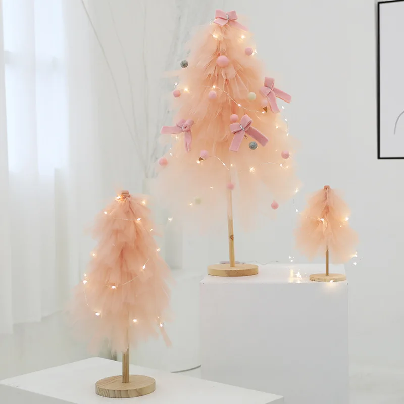 Wholesale Christmas Ins Blue Mini Mesh Christmas Tree Creative Girl Heart Pink DIY Desktop Decoration