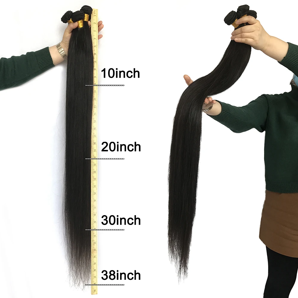 Wholesale grade 9a 40-50inch weaves bundles with frontal, mink silk straight weaves bundles peruvian and brazilian human hair