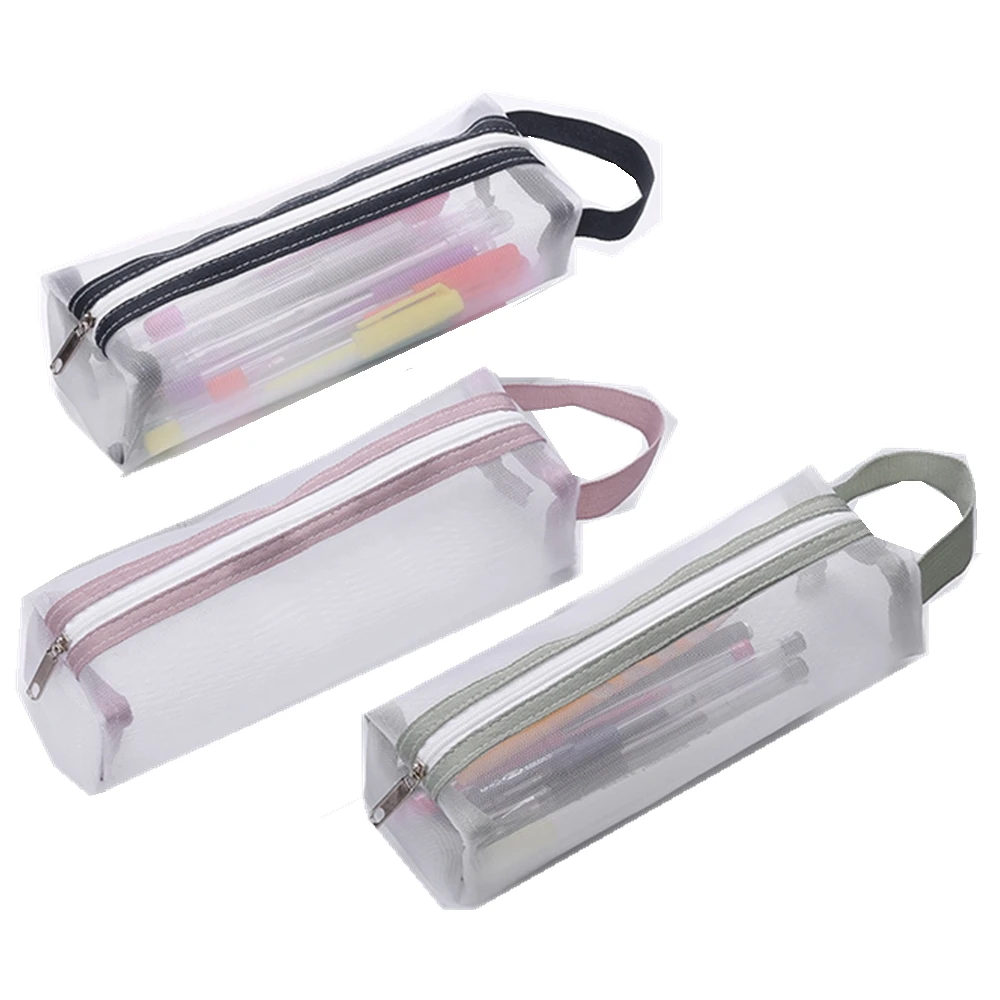 Nylon mesh pen bag with handle