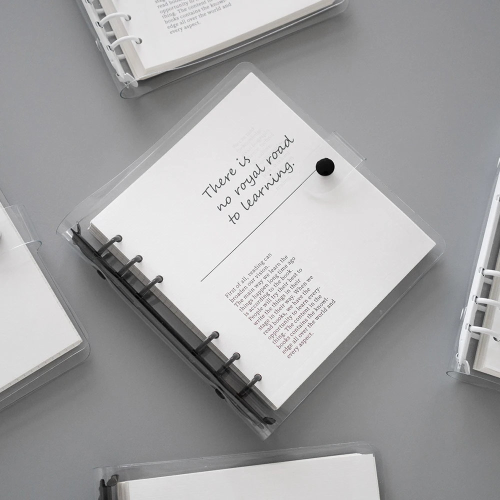 A5 6-rings binder soft clear pp cover transparent shell with snap closure for spiral journal planner diy scrapbook notebook