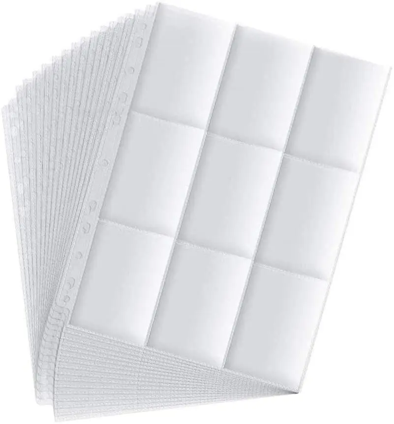 50Pack Double Side 9Pocket Trading Card Binder Sleeves PageProtectors Sheet for Skylanders,Top Trumps for 11 Ring Binder