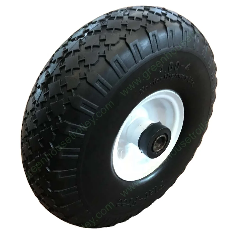 12 inch Pu Puncture Proof hand trolley Wheel 4.00-4 Pu Foam Filled Solid Lightweight Wheelbarrow Tyre