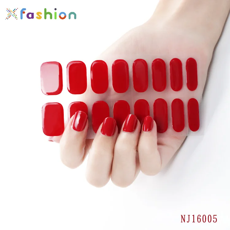 Hot selling Semi-cured gel strips gold embossed Semicured gel stickers gel nail stickers anime nail stickers