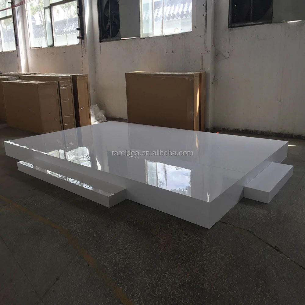 Custom Size Rectangle White Wedding Stage For Bride And Groom Round Stage Wedding Platform White Acrylic Stage