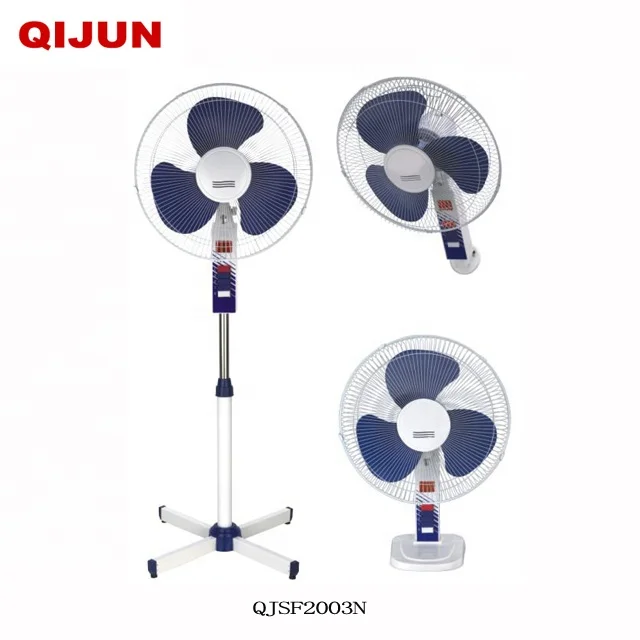 16 inch 40 CM Metal Grill  with Plastic Round Base Electric  Stand Fan 5 PP Blades Two Flat Plug 50 Watt Household