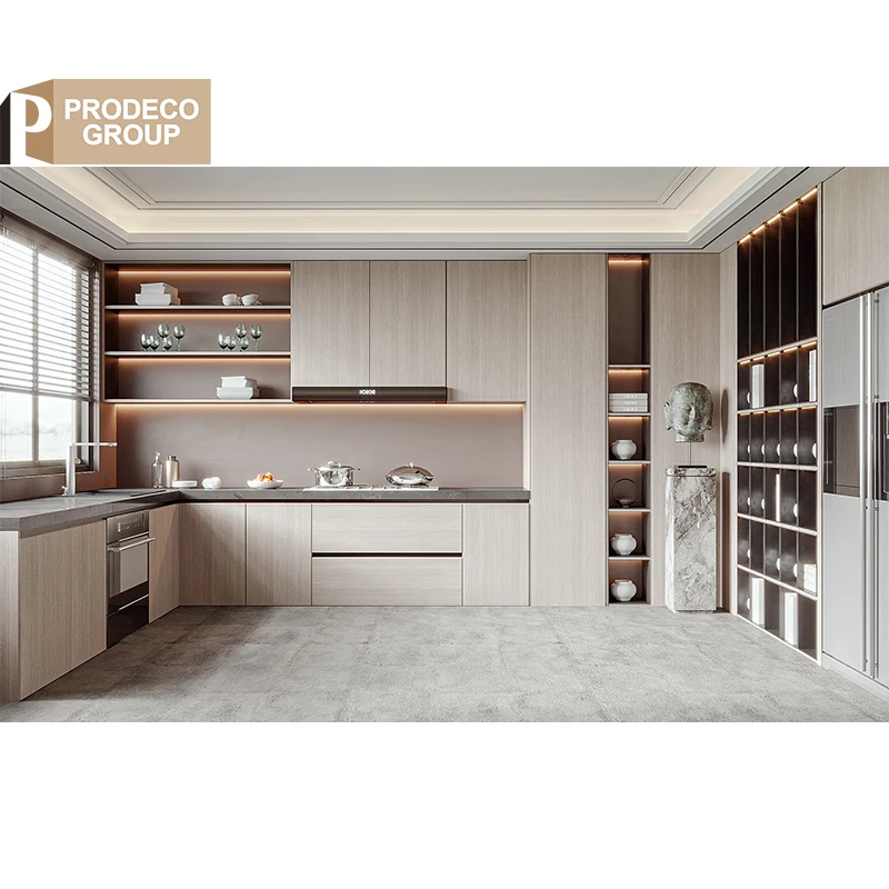 Prodeco Мебель Hpl кухонные шкафы Foshan раковина с полкой для проекта
