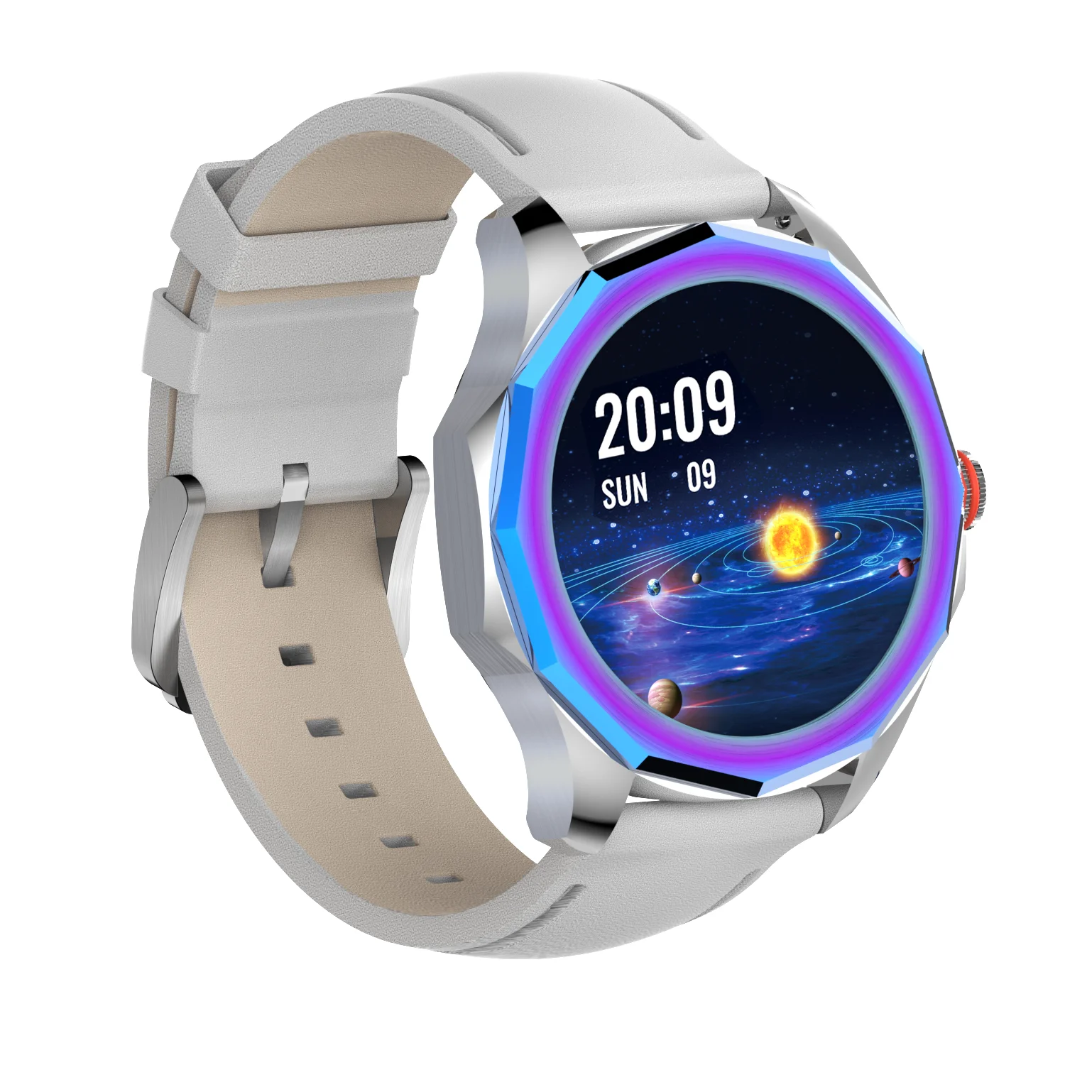 2021 White BT4.0 touch circle Heart Rate Monitor Health Fitness sports dropshipping Android ios call play smart watch