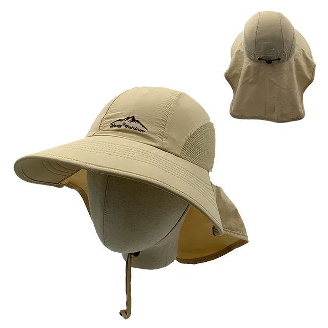 Hot Sales Fast Drying Polyester Outdoor Anti-UV Pure Color Fisherman Hat Bonnie Hat with Wider Brim