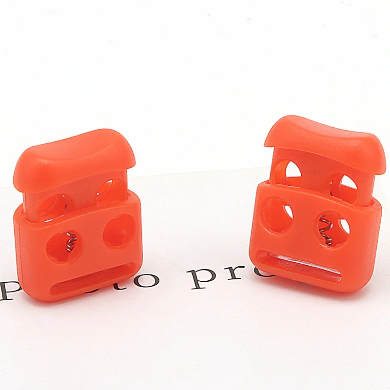 Fashion Metal Elastic 2 Hole Spring Cord Toggle Cord Lock Hardware Drawstring Rope  Garment Accessories