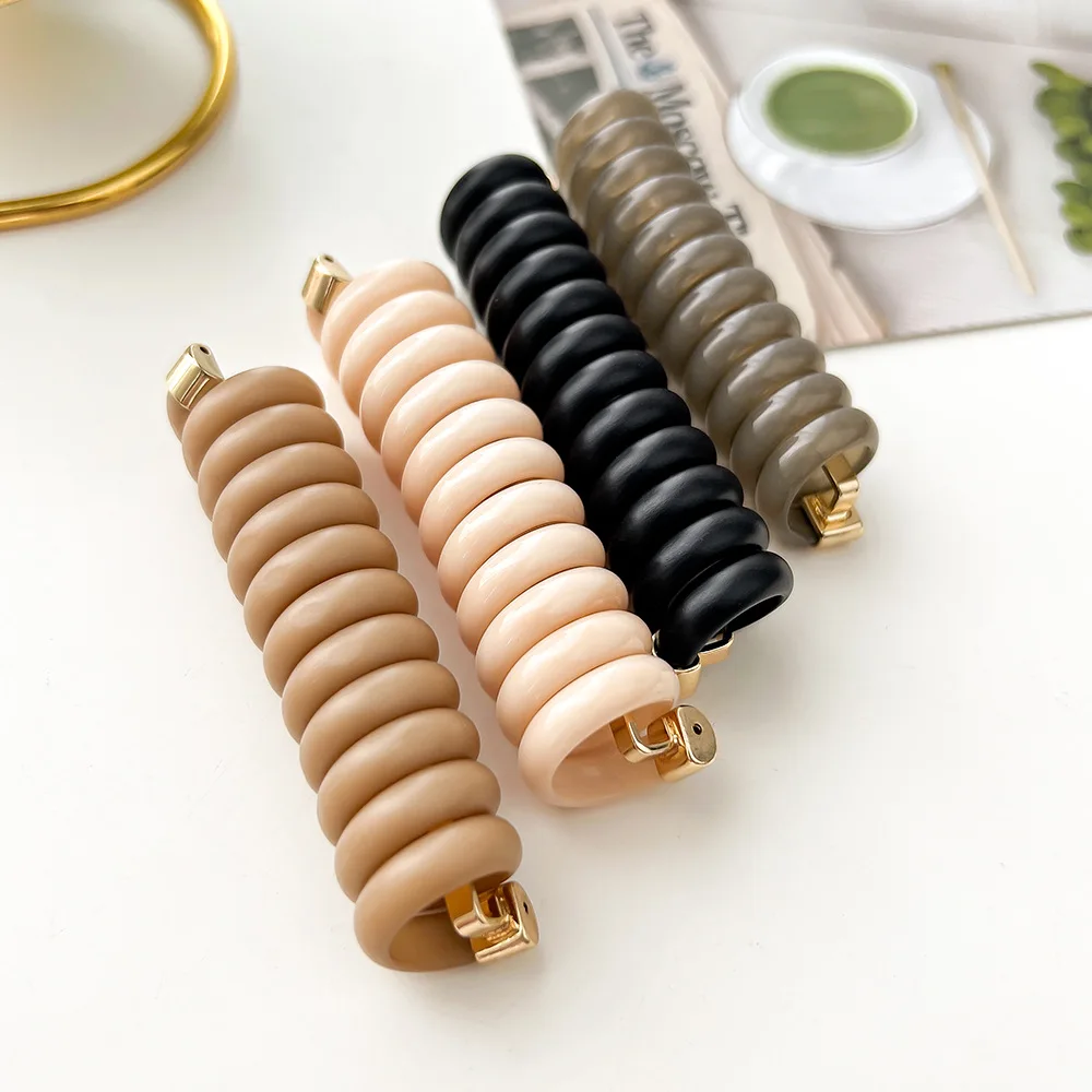 7cm Elastic Telephone Wire Cords Hair Bands With Metal Hooks Japanese Weaving Ponytail Artifact Tools Girl Hair Tie Bun-Head Hol