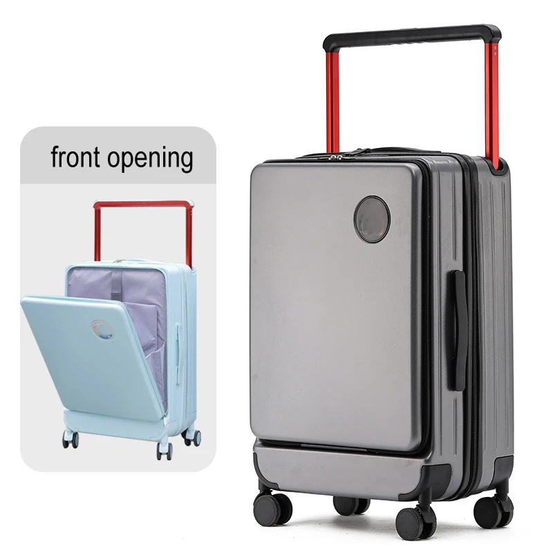 New front opening multifunctional suitcase 20 24 inch large capacity luggage wide trolley luggage anti Scratch Boarding Case