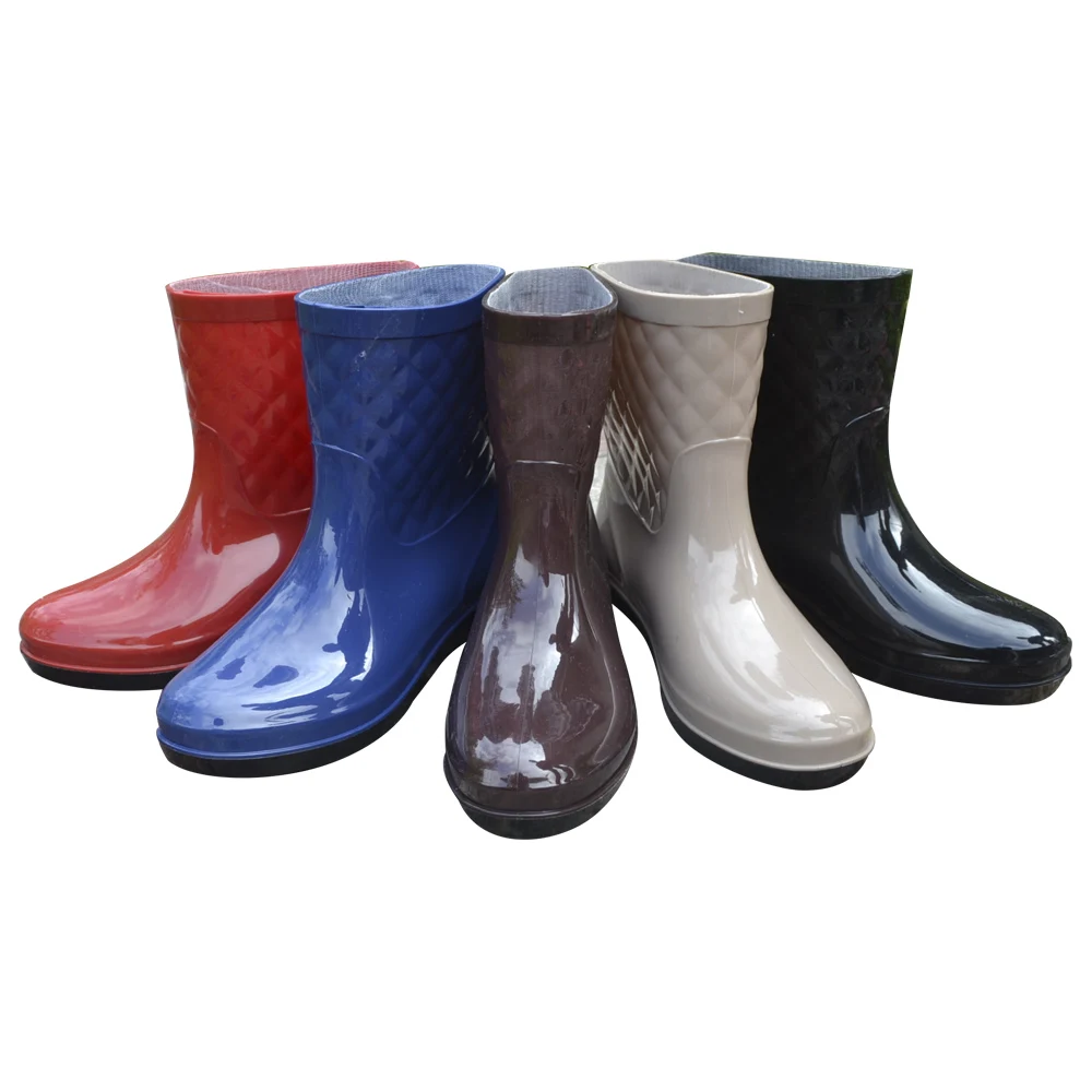 Hot sell pure blue pvc gumboots rain boots plastic smoothly gumboots women boots rain
