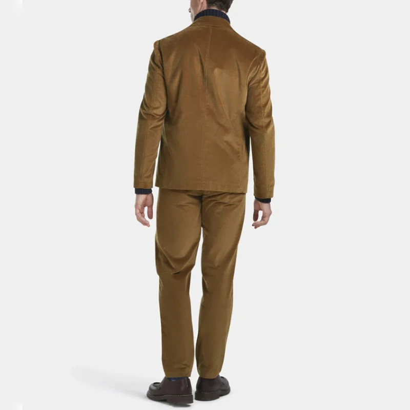 Custom Retro British Captain Cotton Striped Closure Collar Corduroy Jacket Slim Fit Casual Suit Coat Ropa Vintage Blazer For Men