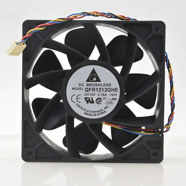 
High Speed 6000RPM Mining Axial Flow Cooling Fans 4Pin 120*120*38mm 12V 2.7A QFR1212GHE 