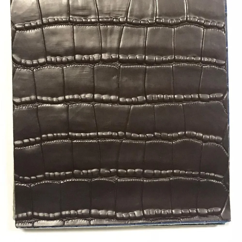 PVC crocodile synthetic artificial leather black fabric