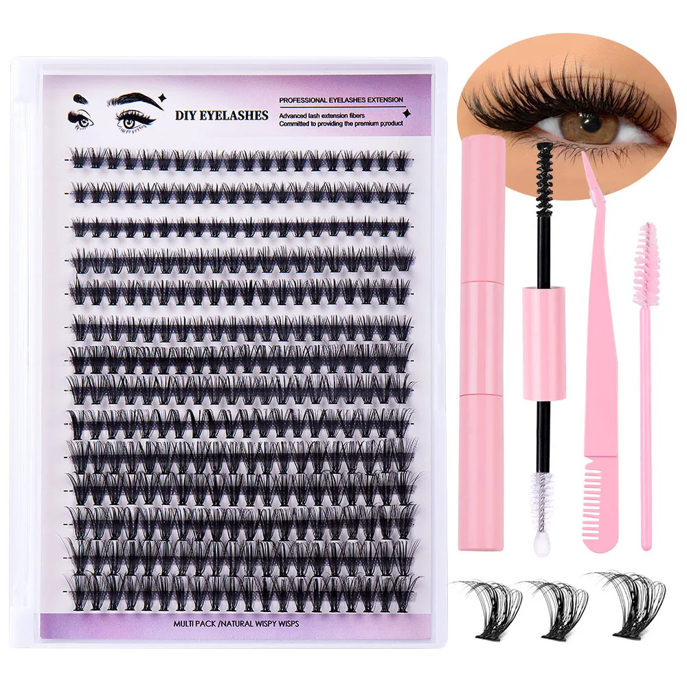 Lash clusters 0.07mm mix 280 clusters false eyelash 20D 30D 40D individual lashes cluster DIY eyelash extensions at home