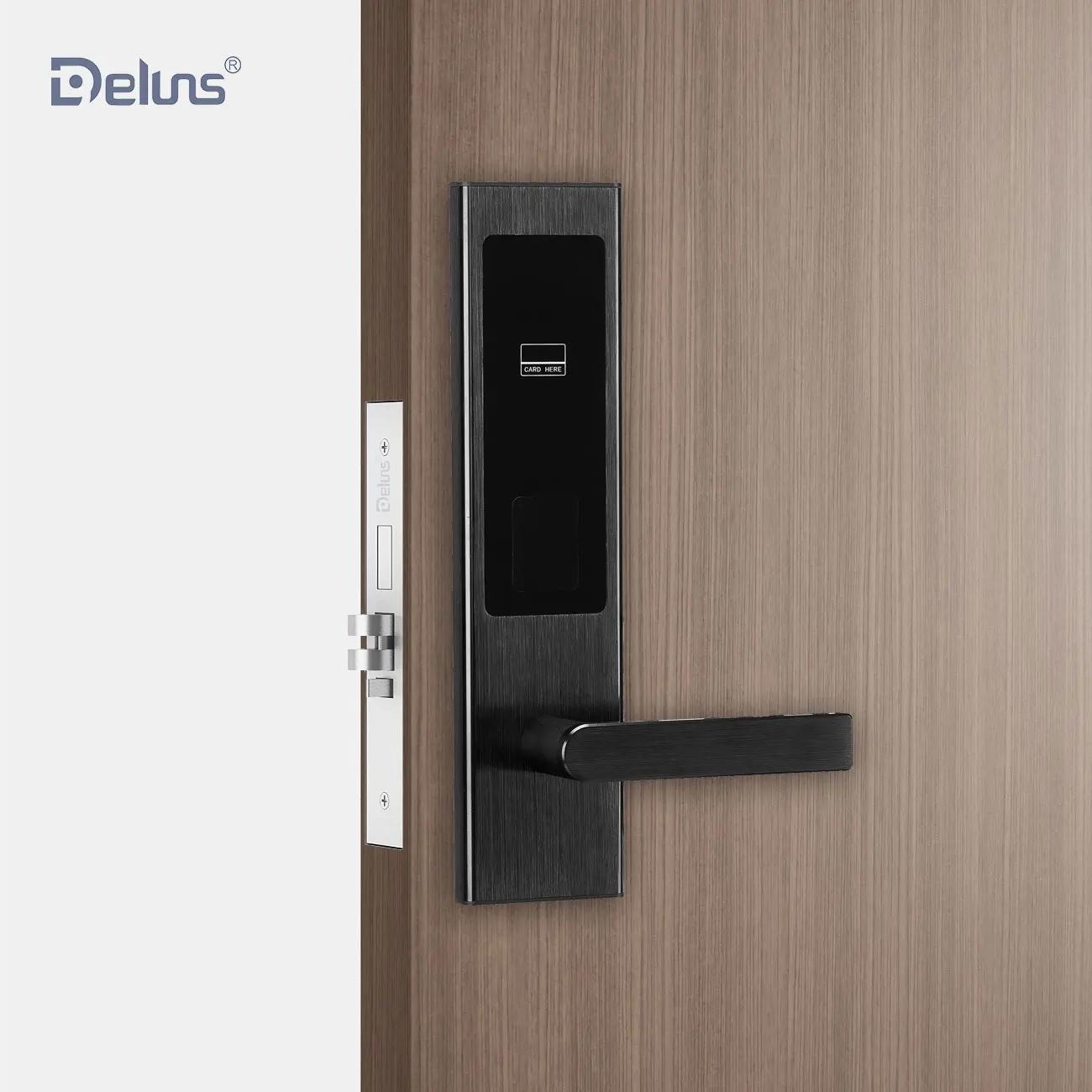 Deluns Rfid Hotel Lock System, Wireless Card Electronic Door Handle Lock, Networking Hotel Door Lock Smart System Price